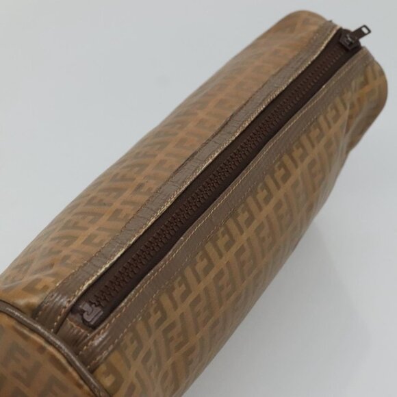 FENDI Zucchino Canvas Clutch Bag PVC Vintage Beige Auth am8012 - Picture 7 of 16